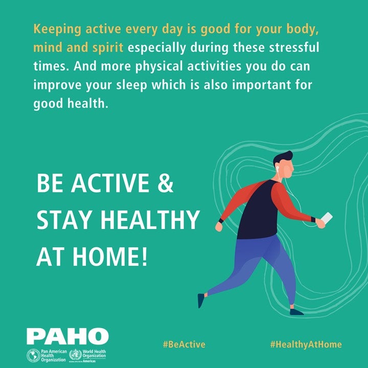 Social media postcards Be active and stay healthy at home (COVID19